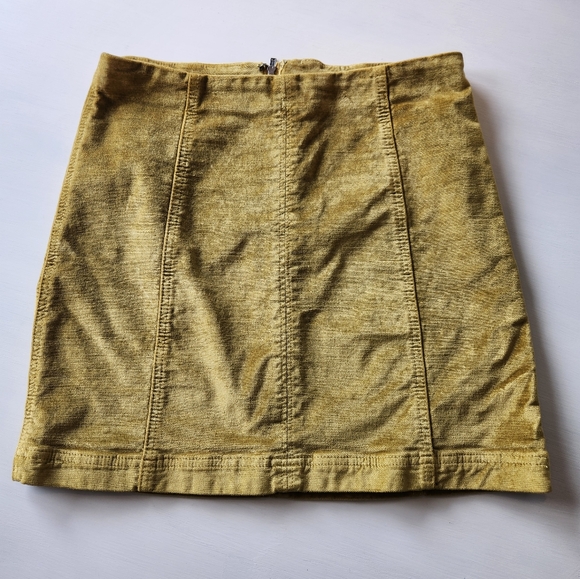 Free People Green Velvet Mini Skirt - Picture 1 of 3